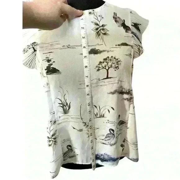 Westmoon Ruffle Sleeve Nature Pattern Blouse - Picture 8 of 11